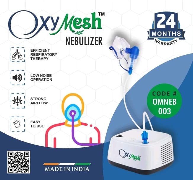 Oxymesh SleekNeb Compressor Nebulizer Machine for Adults & Kids (2 years warranty, Made in India)