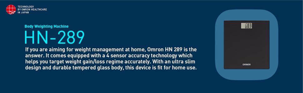 Omron HN 289 (Black) Automatic Personal Digital Weight Machine With Large LCD Display and 4 Sensor Technology For Accurate Weight Measurement